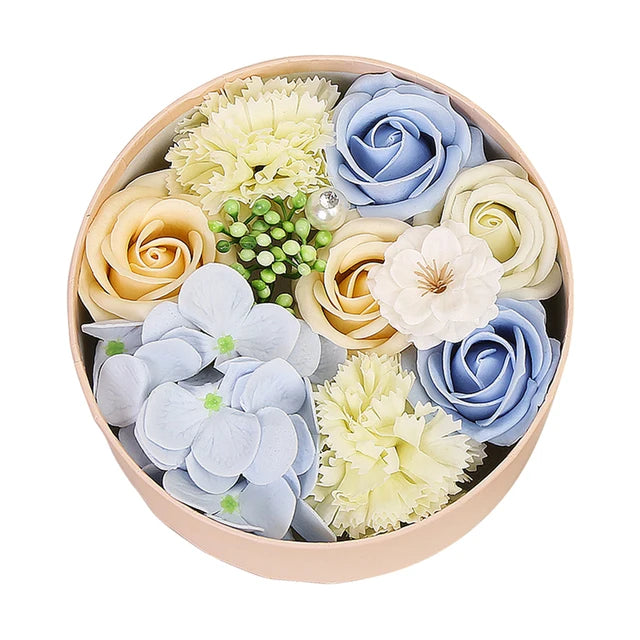 Round “Hug Bucket” Flower Box – Soap Flower Gift Set