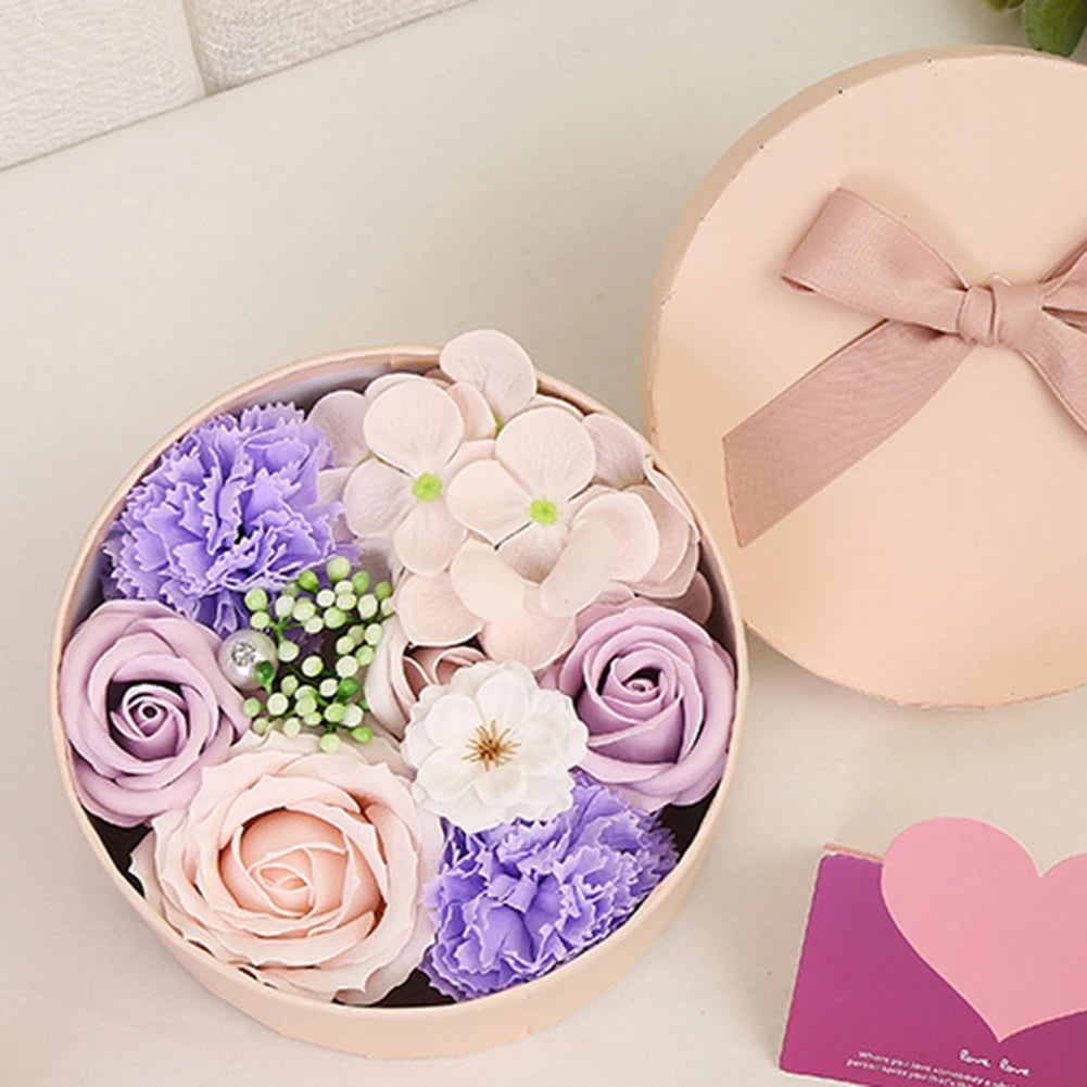 Round “Hug Bucket” Flower Box – Soap Flower Gift Set