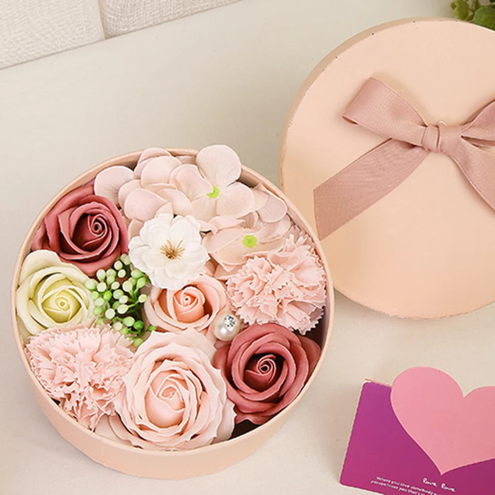 Round “Hug Bucket” Flower Box – Soap Flower Gift Set