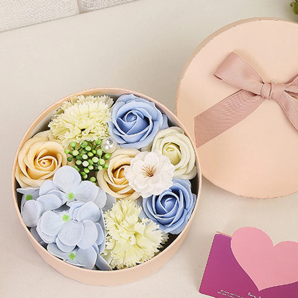 Round “Hug Bucket” Flower Box – Soap Flower Gift Set