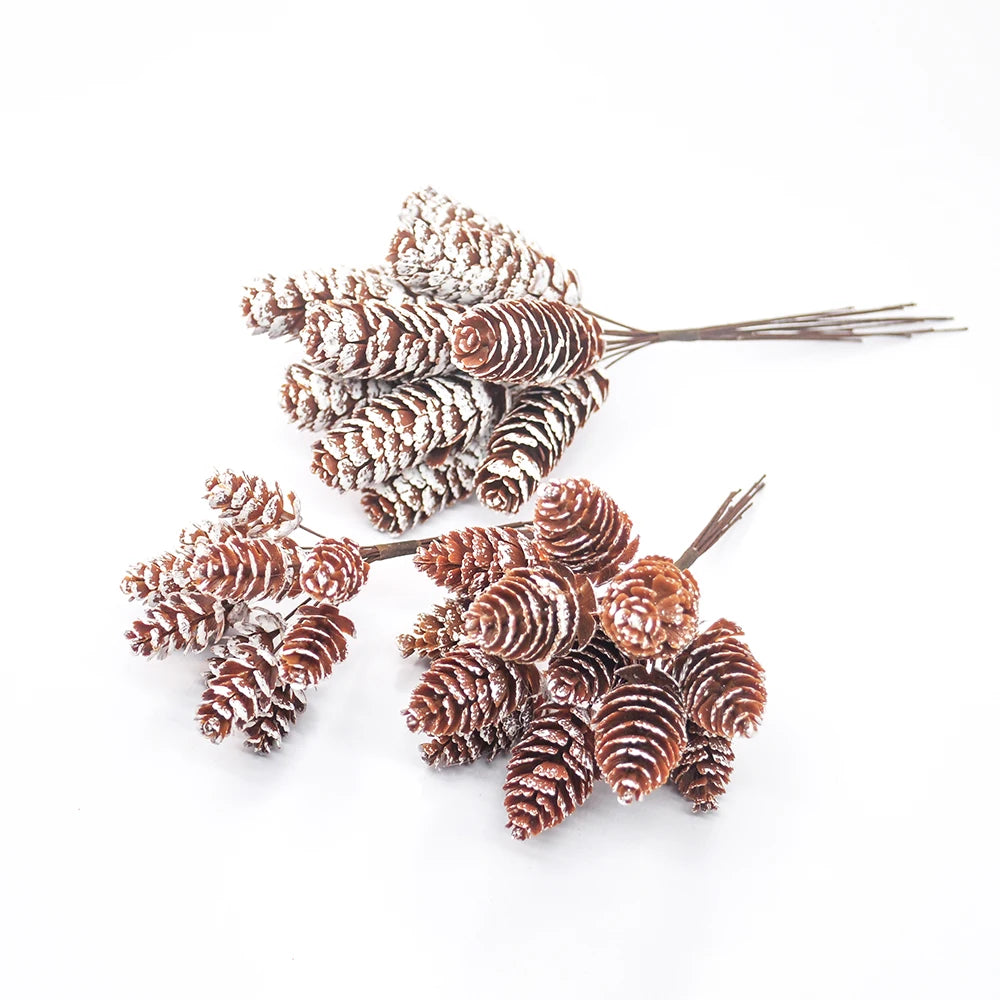 12Pcs Artificial Pine Cone Decoration Bunch