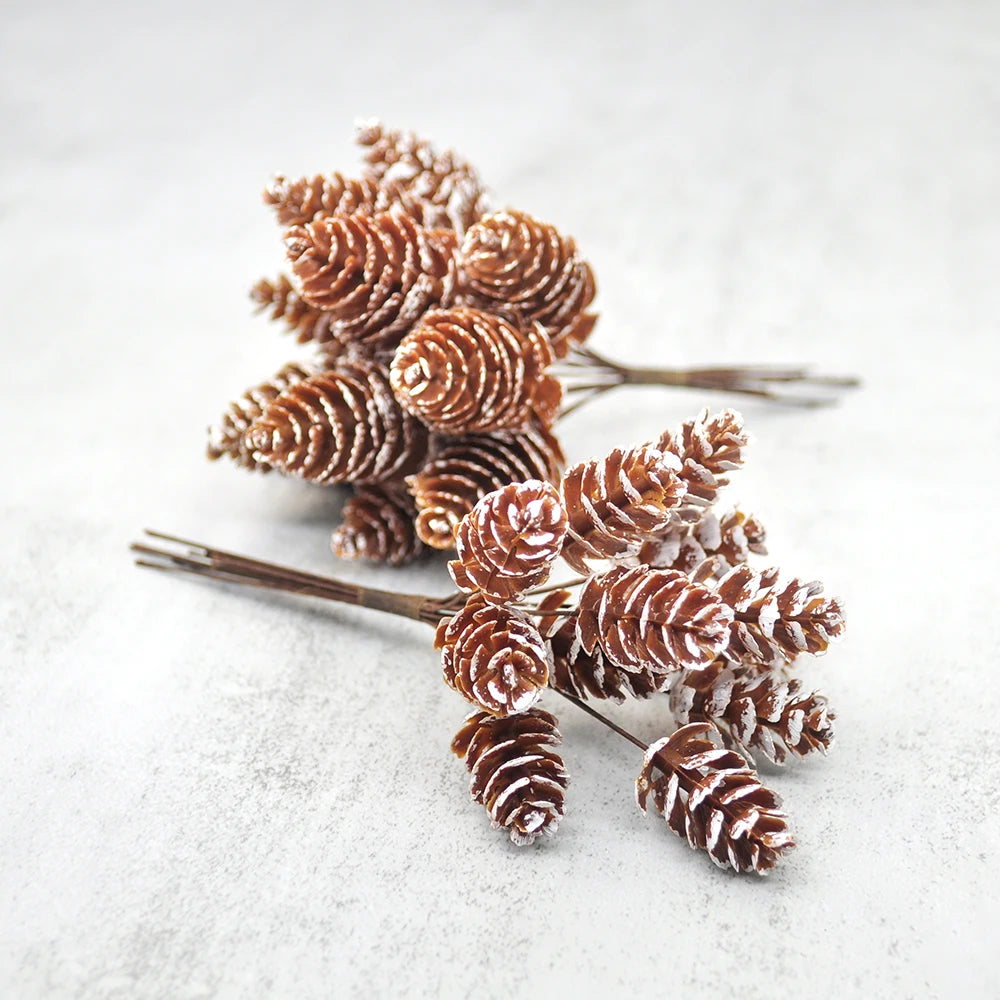 12Pcs Artificial Pine Cone Decoration Bunch