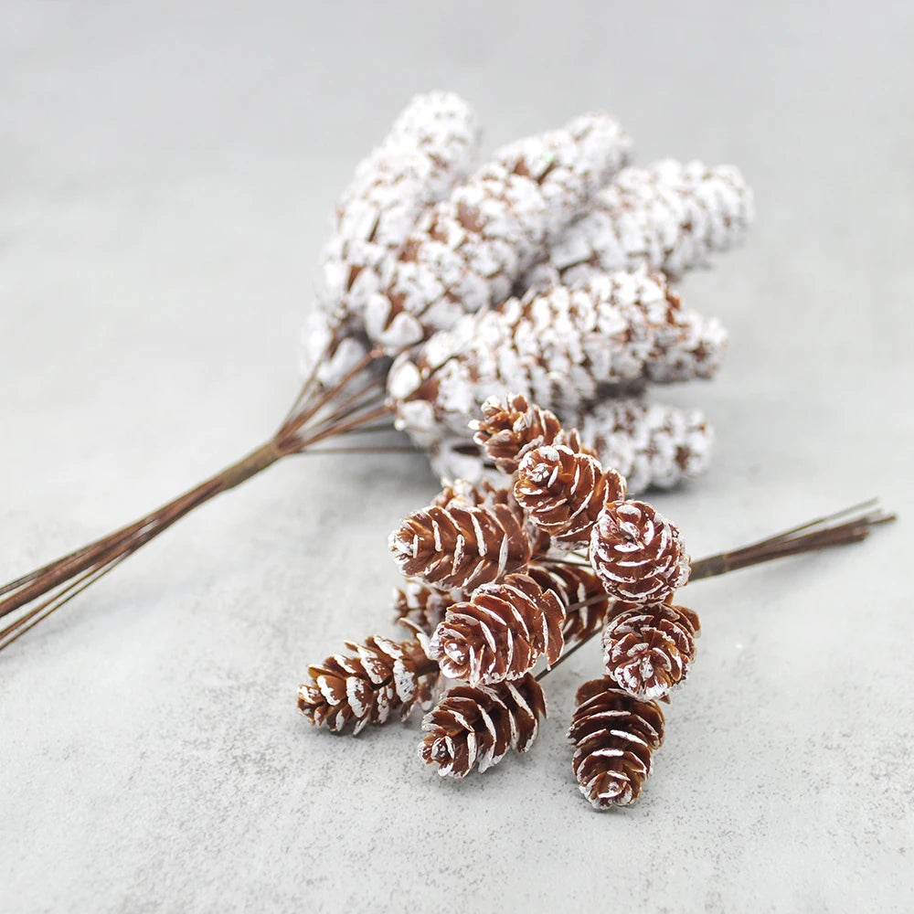 12Pcs Artificial Pine Cone Decoration Bunch