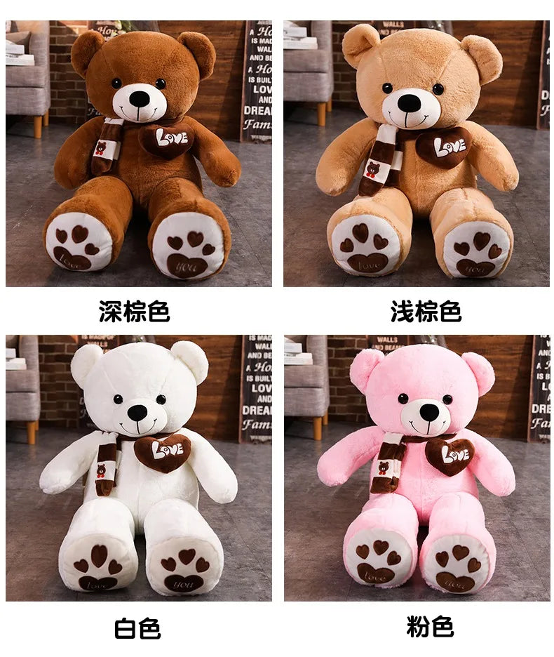 High Quality 4 Colors Teddy Bear With Scarf Stuffed Animals Bear Plush Toys Doll Pillow Kids Lovers Birthday Baby Gift