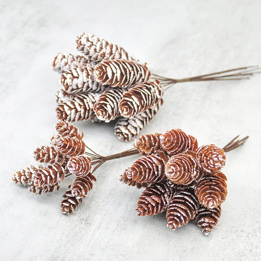 12Pcs Artificial Pine Cone Decoration Bunch