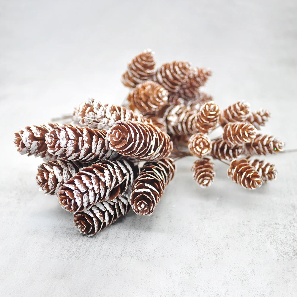 12Pcs Artificial Pine Cone Decoration Bunch