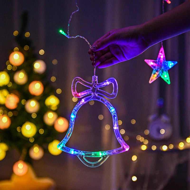 3.2M LED Christmas Curtain String Lights - Stars, Deer & Bells