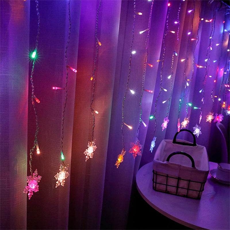 3.2M LED Christmas Curtain String Lights - Stars, Deer & Bells