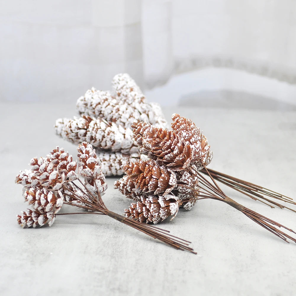 12Pcs Artificial Pine Cone Decoration Bunch