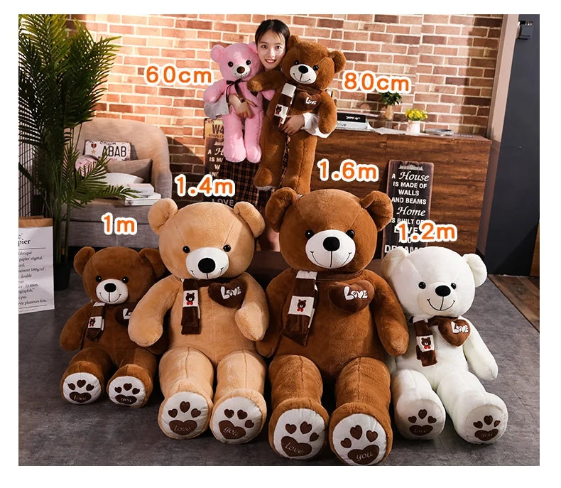 High Quality 4 Colors Teddy Bear With Scarf Stuffed Animals Bear Plush Toys Doll Pillow Kids Lovers Birthday Baby Gift