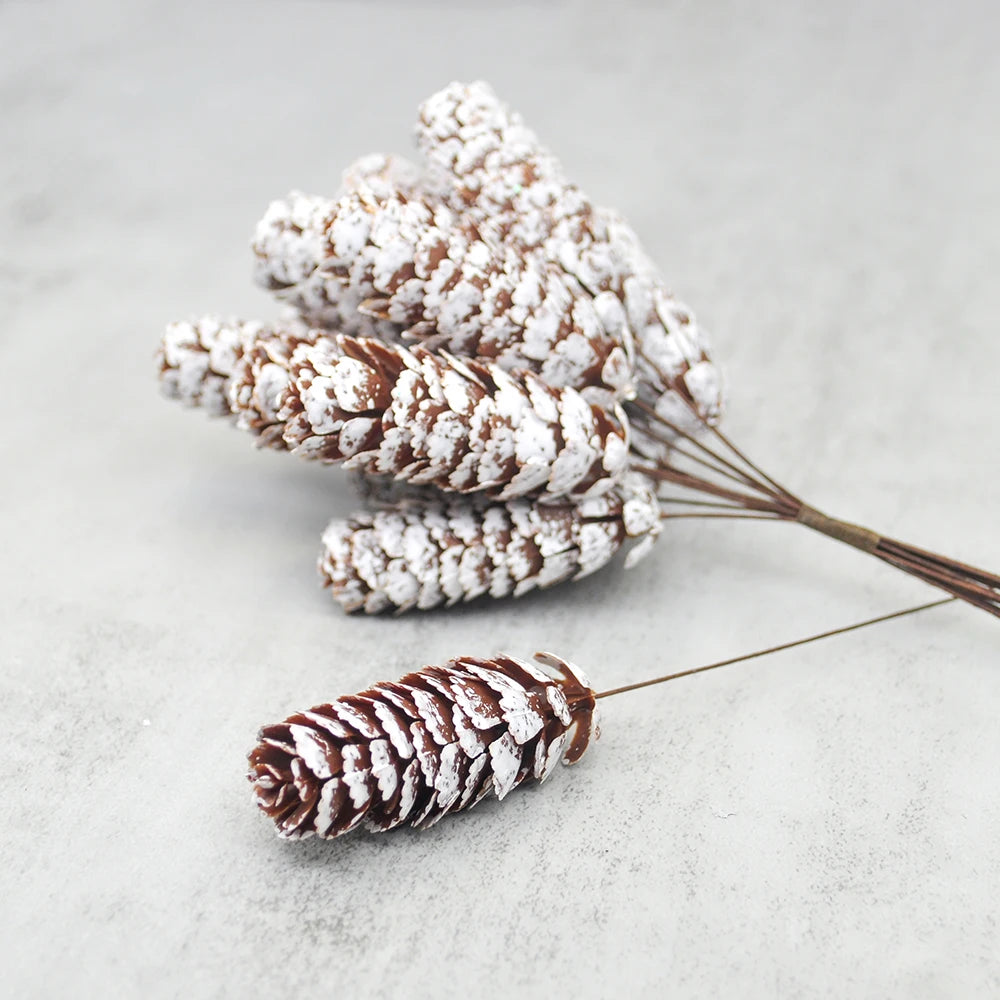 12Pcs Artificial Pine Cone Decoration Bunch