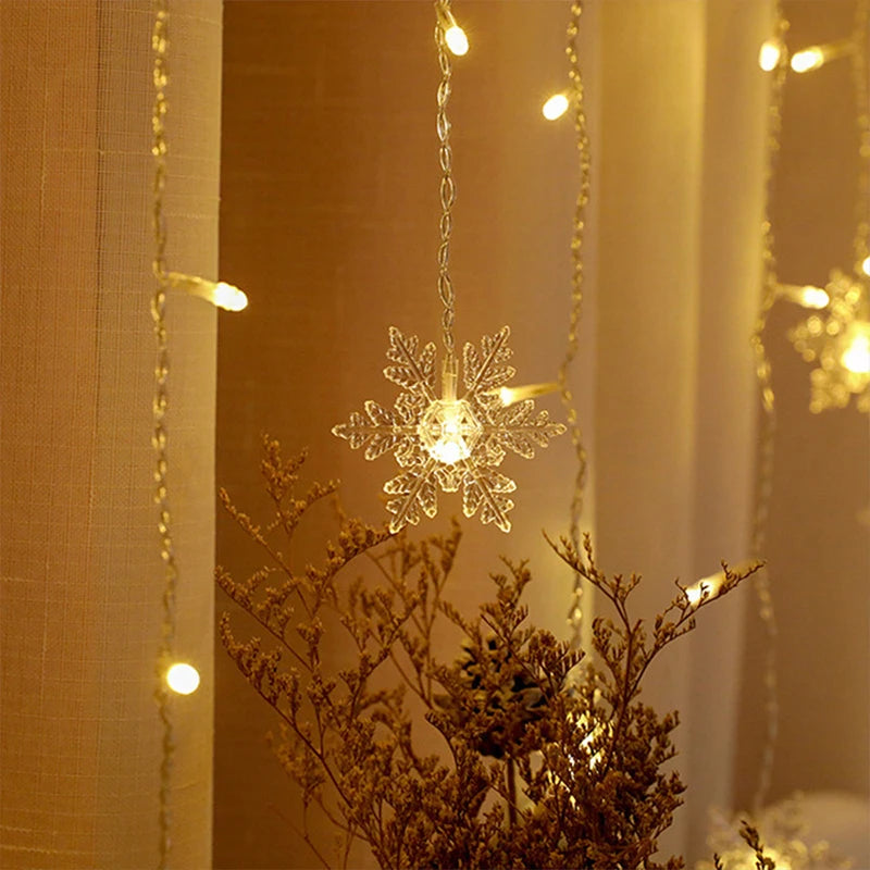 3.2M LED Christmas Curtain String Lights - Stars, Deer & Bells