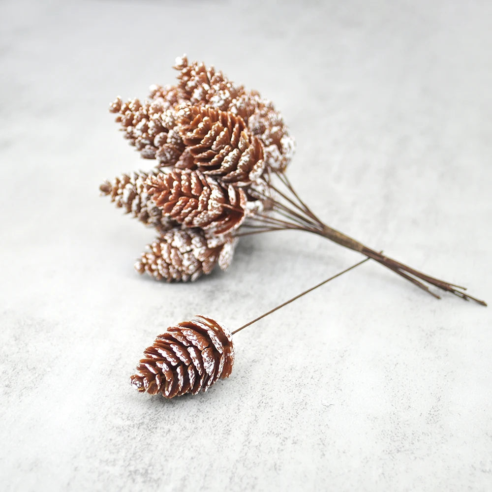 12Pcs Artificial Pine Cone Decoration Bunch