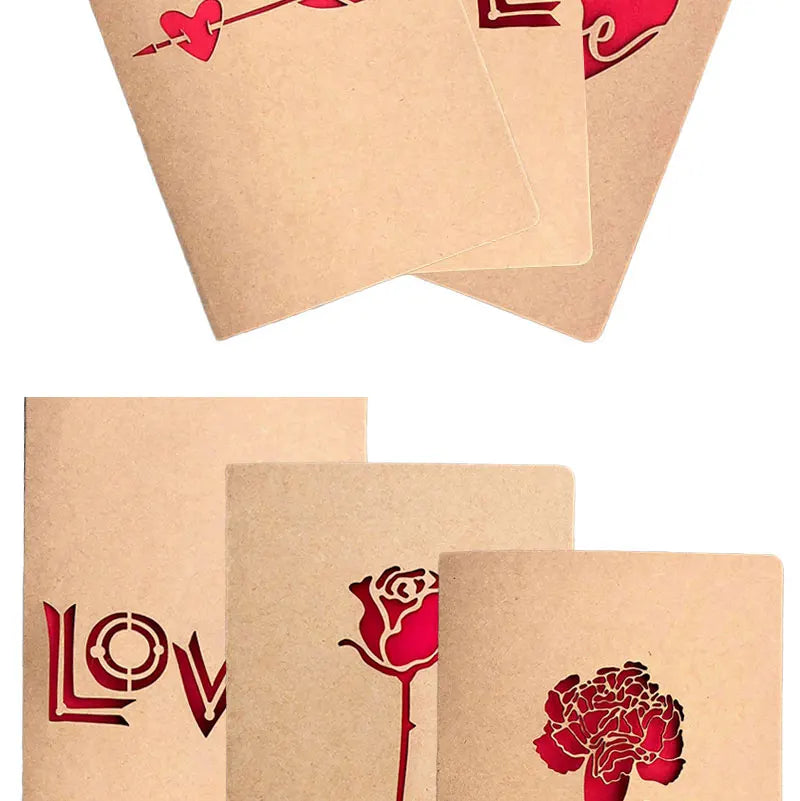 Cutout Love Heart & Rose Greeting Card