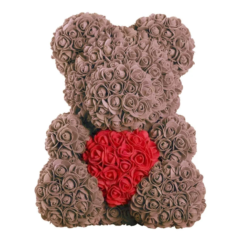 40cm PE Rose Teddy Bear – Artificial Flower Gift