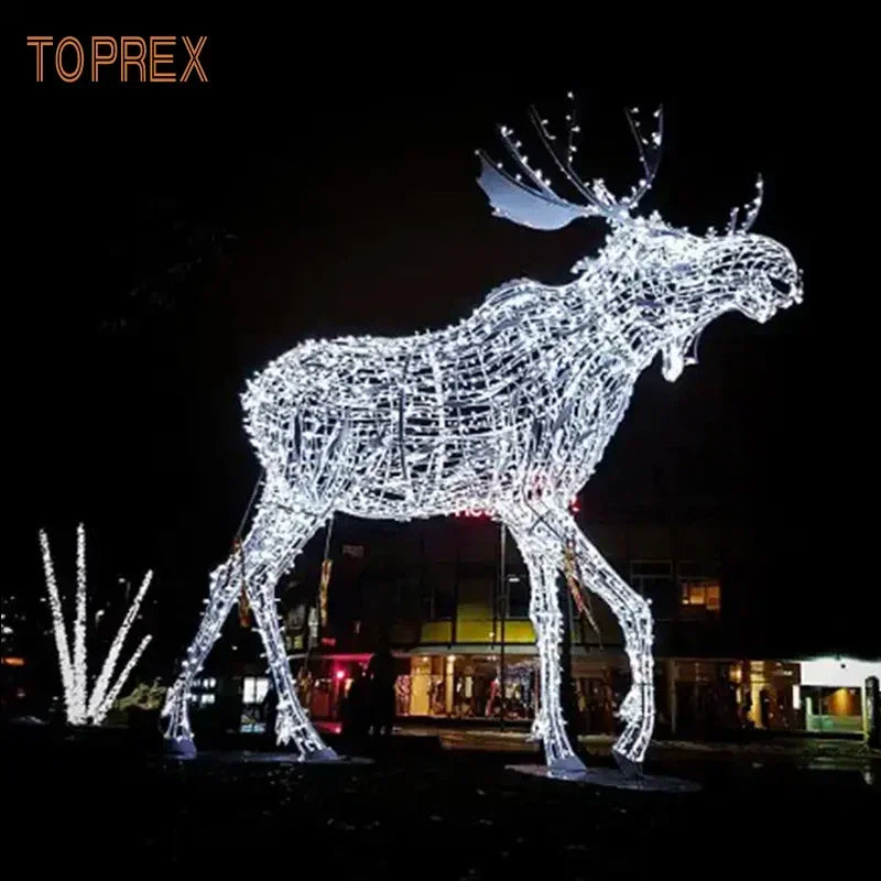 Giant 3D LED Reindeer Standing Light - Outdoor Christmas Decoration