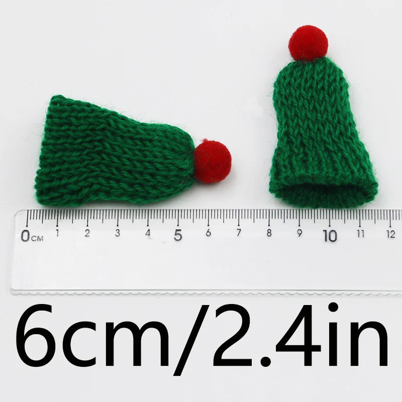 Mini Knitted Christmas Hat Pendants (10 Pieces)