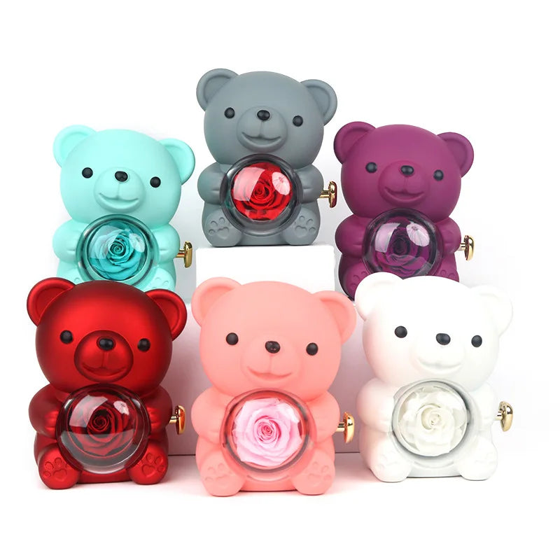 Eternal Rose & Rotating Teddy Bear Gift Box