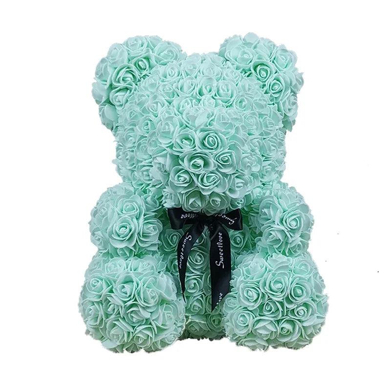 40cm PE Rose Teddy Bear – Artificial Flower Gift