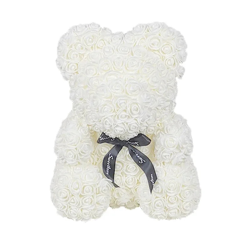 40cm PE Rose Teddy Bear – Artificial Flower Gift