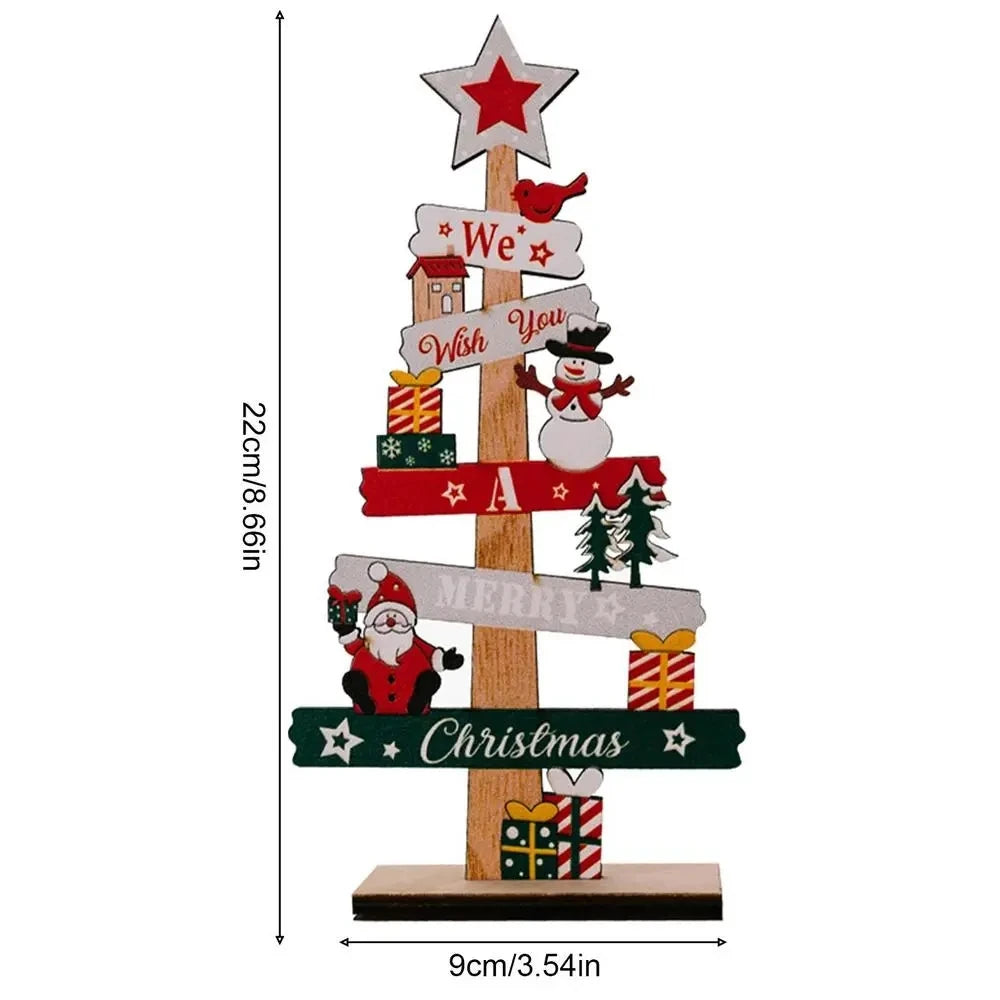 Wooden Christmas Tree Desktop Ornament - Merry Christmas Sign