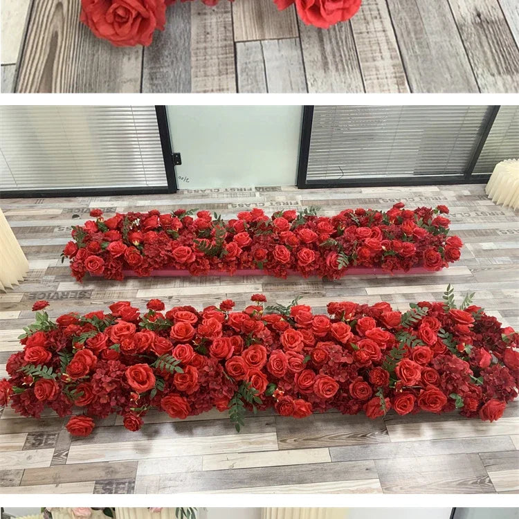 Luxury Red Rose Artificial Flower Row