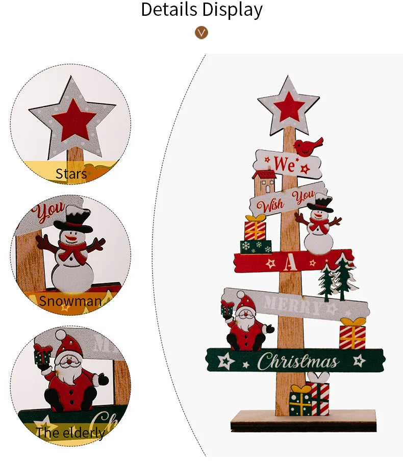 Wooden Christmas Tree Desktop Ornament - Merry Christmas Sign