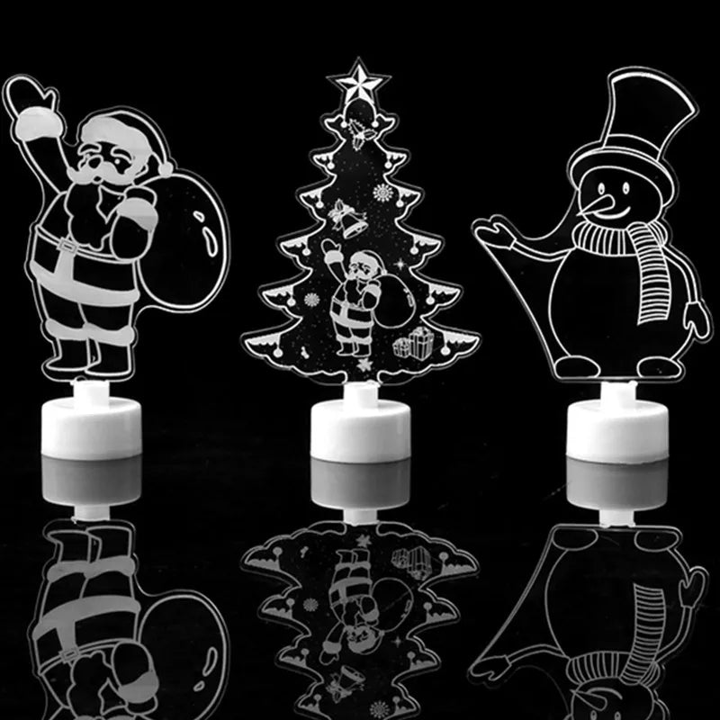 LED Mini Snowman Night Lights - Colorful Flashing Ornament