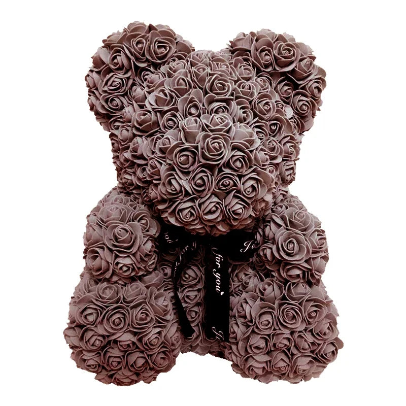 40cm PE Rose Teddy Bear – Artificial Flower Gift