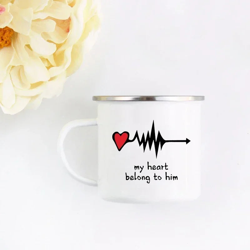 Husband and Wife Enamel Mug Mr and Mrs Mugs Cute Valentine's Day Gift His and Hers Lovers Camp Cup Gift for Couples