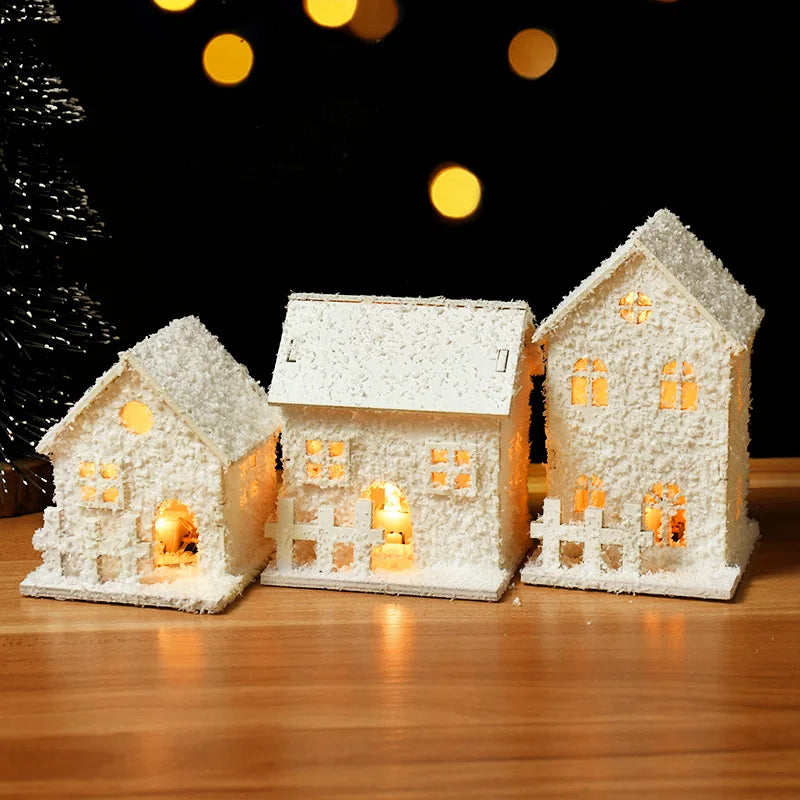 LED Wooden Christmas Cabin Ornament