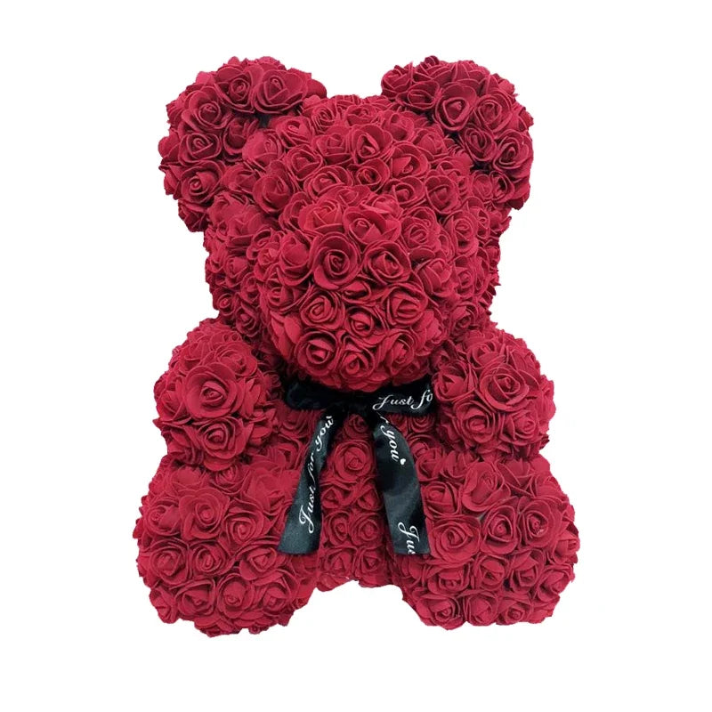 40cm PE Rose Teddy Bear – Artificial Flower Gift