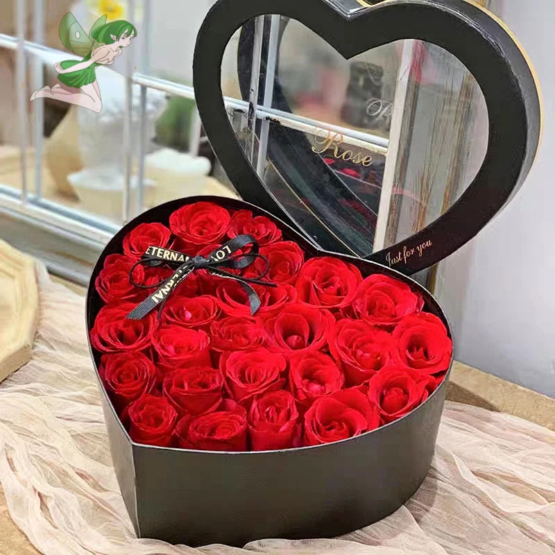 Heart-Shaped Rose Gift Box with Necklace