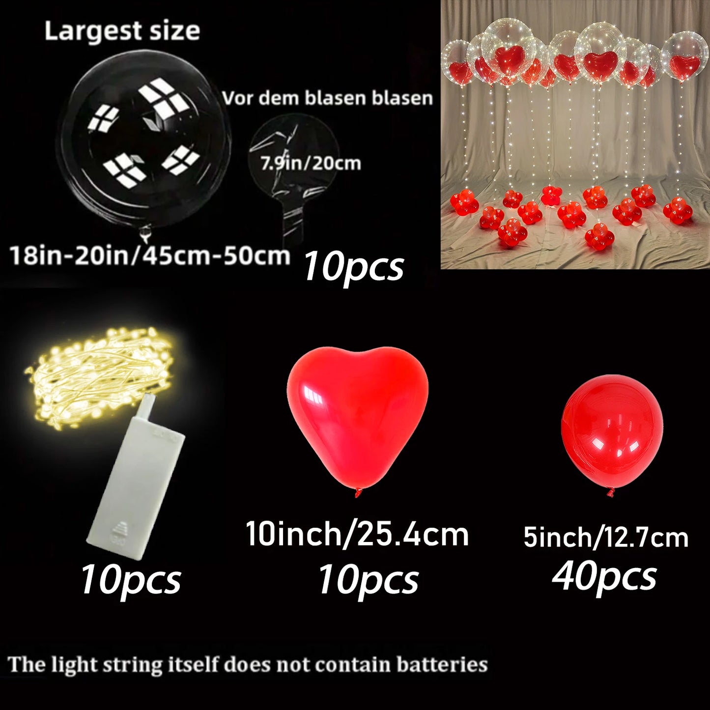 LED Luminous Balloon Set – Heart & Wave Designs