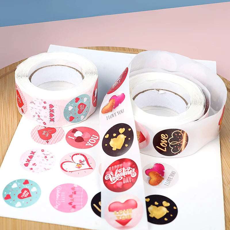 500-Pack Valentine’s Heart Stickers