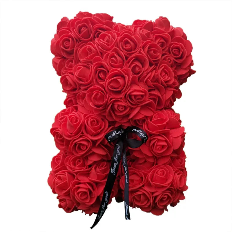 40cm PE Rose Teddy Bear – Artificial Flower Gift