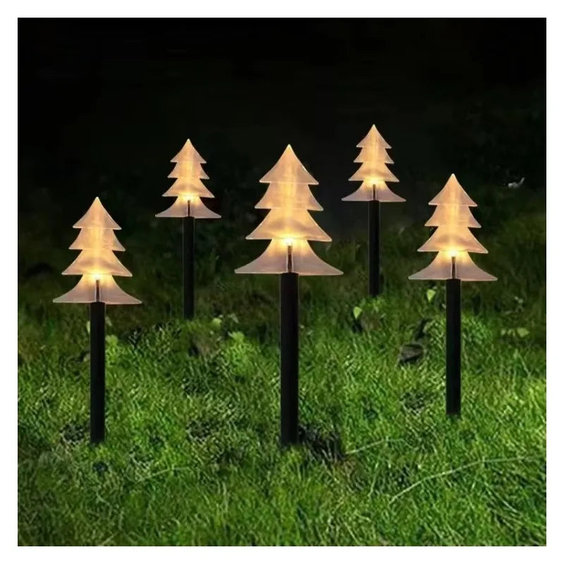 Solar LED Christmas Tree Ground Lamp - Snowman & Santa Design | 5pcs