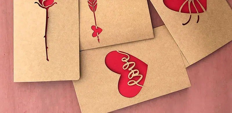 Cutout Love Heart & Rose Greeting Card