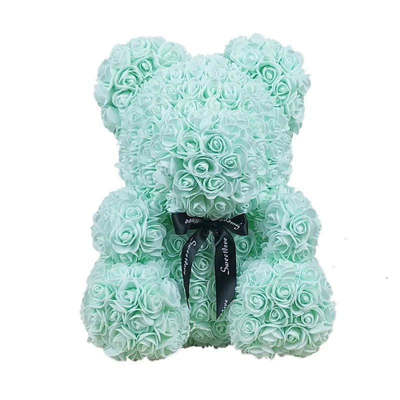 40cm PE Rose Teddy Bear – Artificial Flower Gift