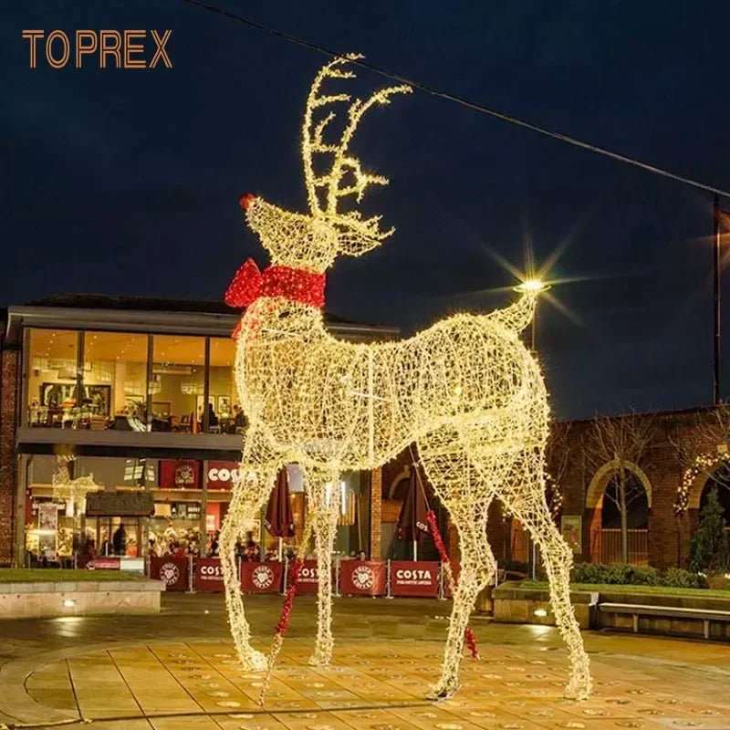 Giant 3D LED Reindeer Standing Light - Outdoor Christmas Decoration