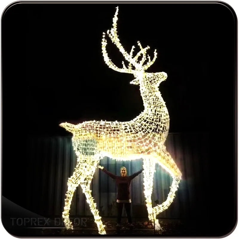 Giant 3D LED Reindeer Standing Light - Outdoor Christmas Decoration