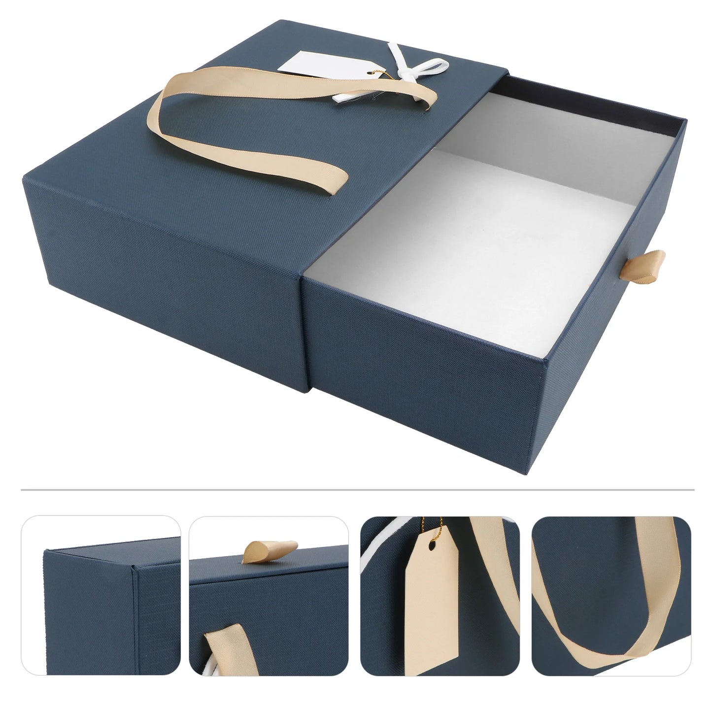 Dark Blue Drawer-Style Scarf Gift Box