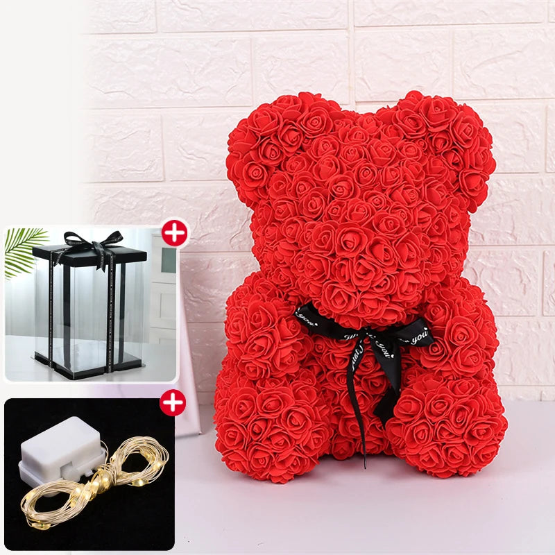 Valentine’s Day Rose Bear with Lights & Gift Box