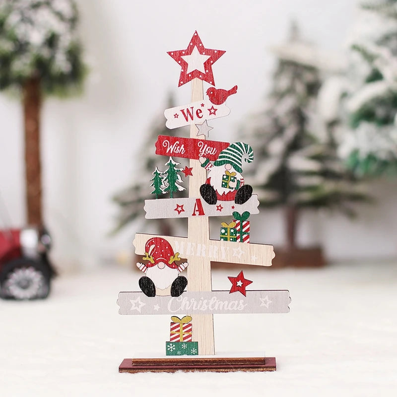 Wooden Christmas Tree Desktop Ornament - Merry Christmas Sign