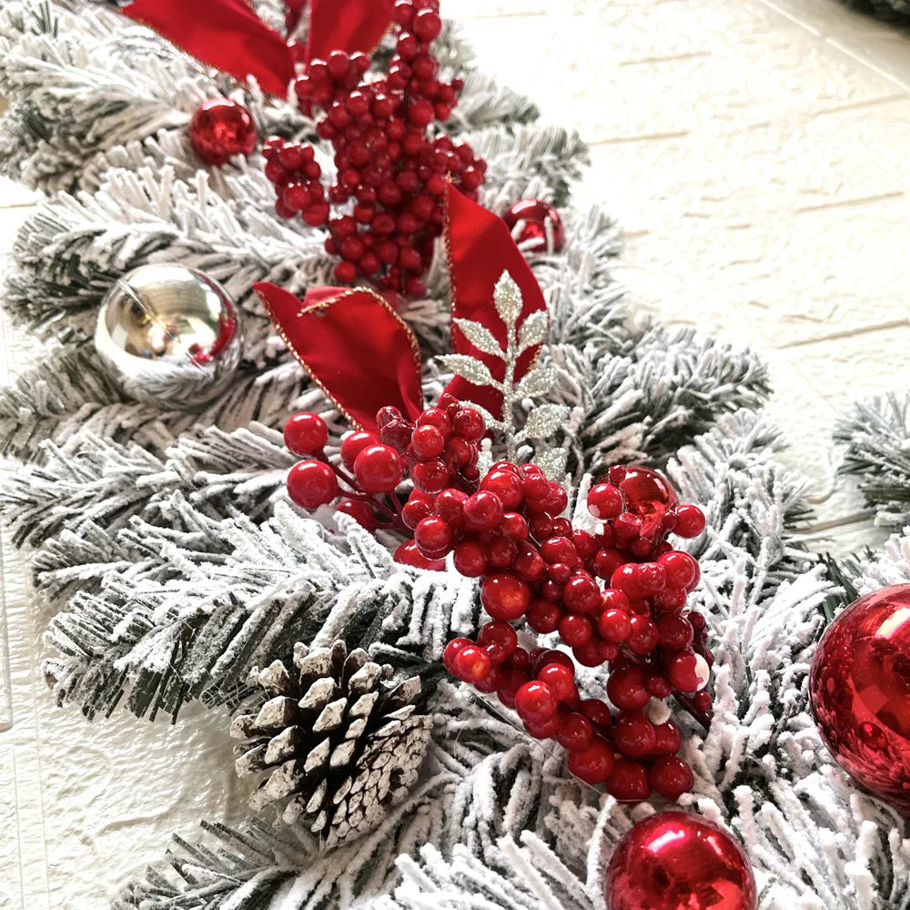 Christmas Wreath Rattan Set with Red Bow