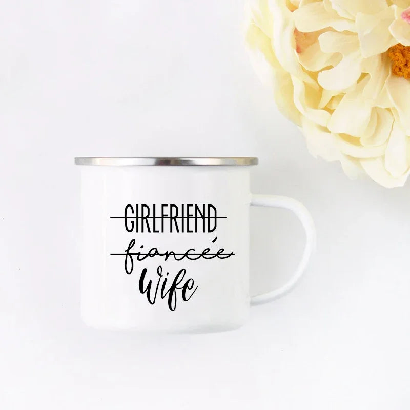 Husband and Wife Enamel Mug Mr and Mrs Mugs Cute Valentine's Day Gift His and Hers Lovers Camp Cup Gift for Couples