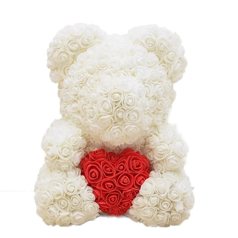 40cm PE Rose Teddy Bear – Artificial Flower Gift