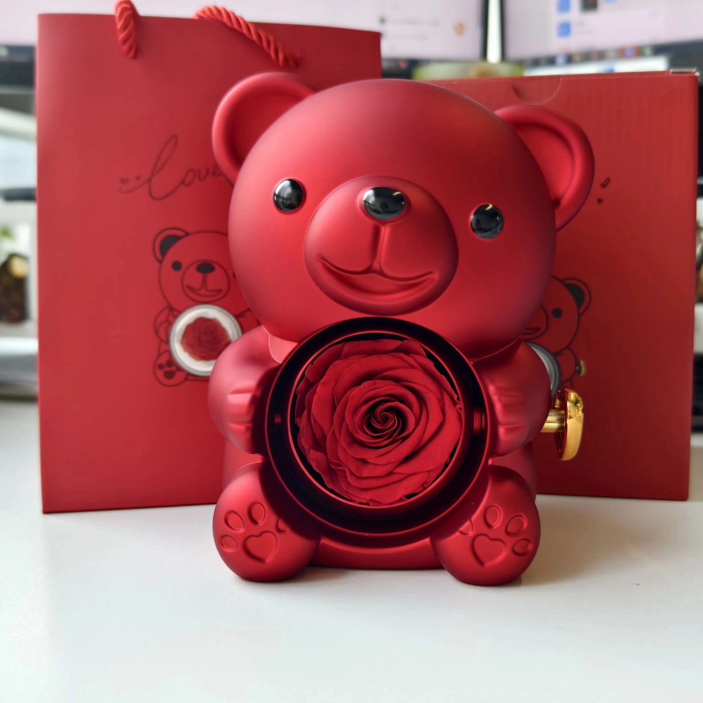 Eternal Rose & Rotating Teddy Bear Gift Box