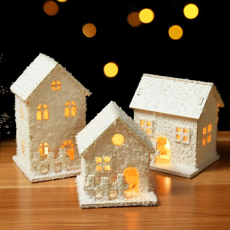 LED Wooden Christmas Cabin Ornament