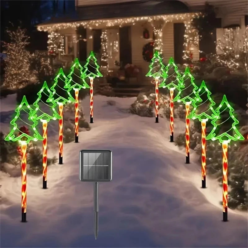 Solar LED Christmas Tree Ground Lamp - Snowman & Santa Design | 5pcs